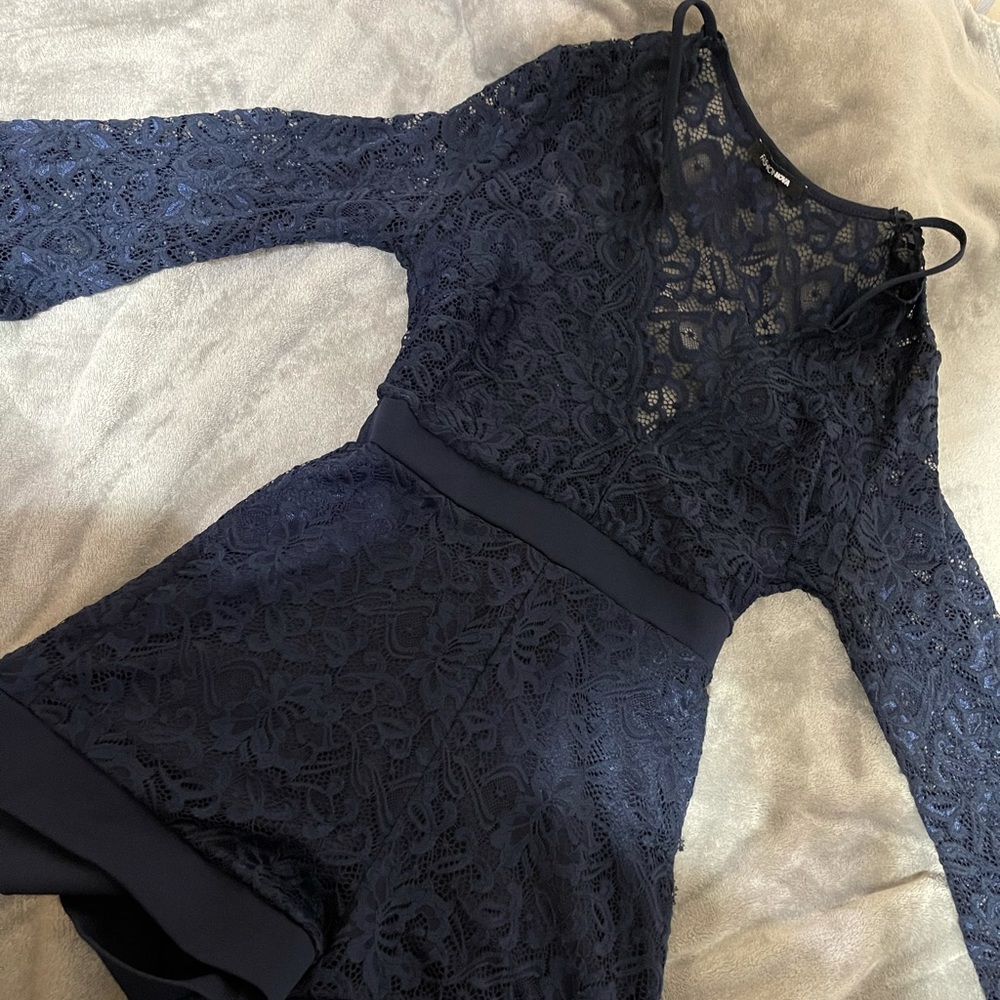 Fashion nova blue lace romper